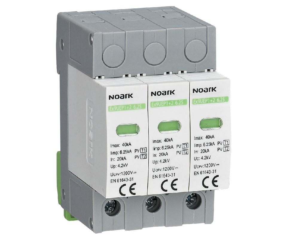 ogranicznik przepięć SPD Ex9UEP, typ I+II, 1000 V DC, 3 moduły szer., dla uziemionych systemów PV Ex9UEP1+2 6.25 3P 1000 EU