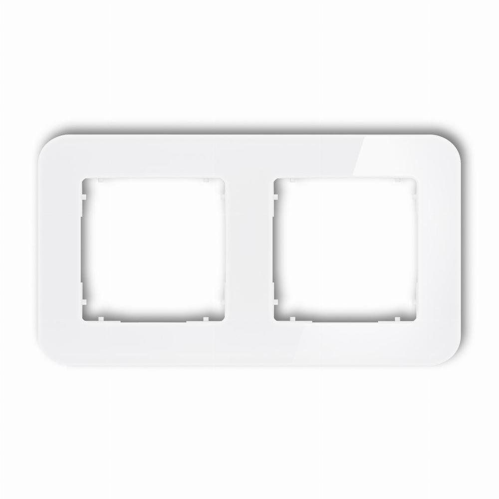ramka ICON uniwersalna 2-kr. zaokrąglona - efekt szkła (ramka: biała; spód: biały) biały