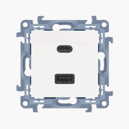 ładowarka SIMON 10 2xUSB CA (moduł), ?3.1 A QUICK CHARGE, 5V DC, 230V; biały