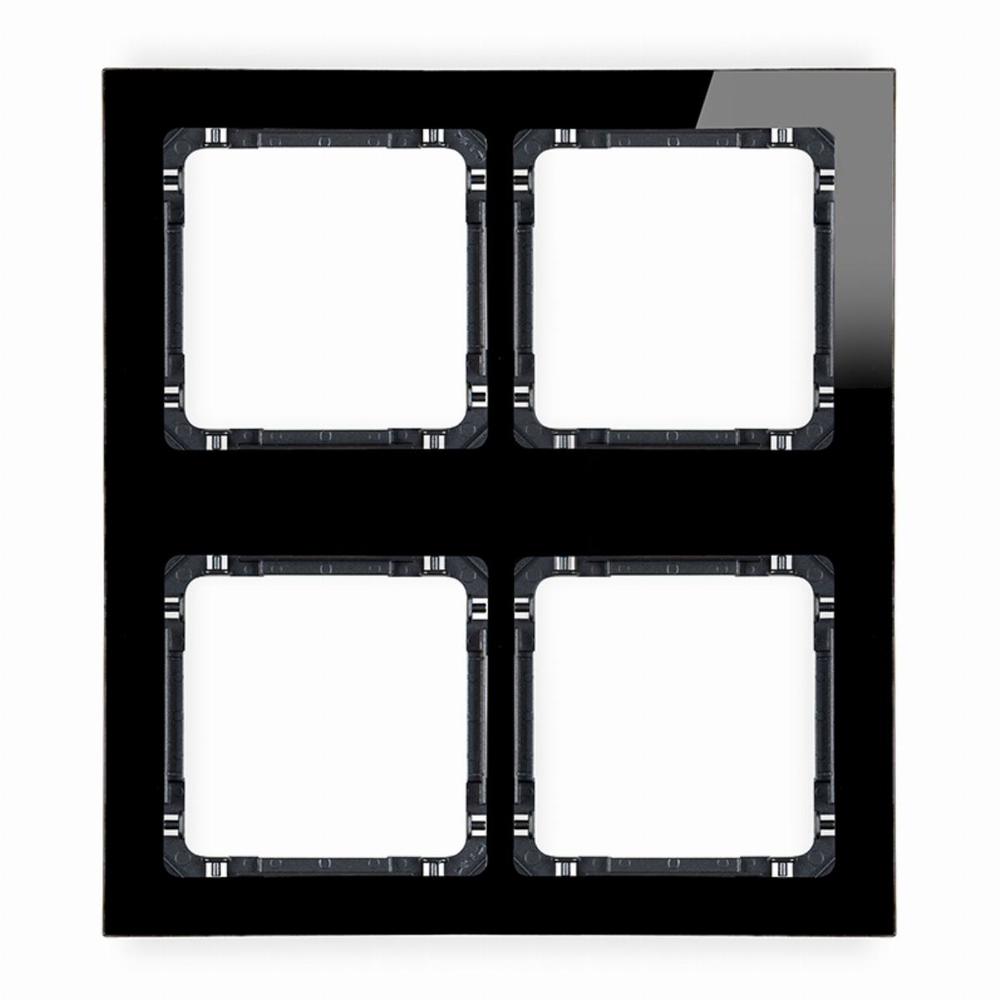 DECO Ramka modułowa 4 kr.(2 poziom, 2 pion) - efekt szkła (ramka czarna; spód czarny)