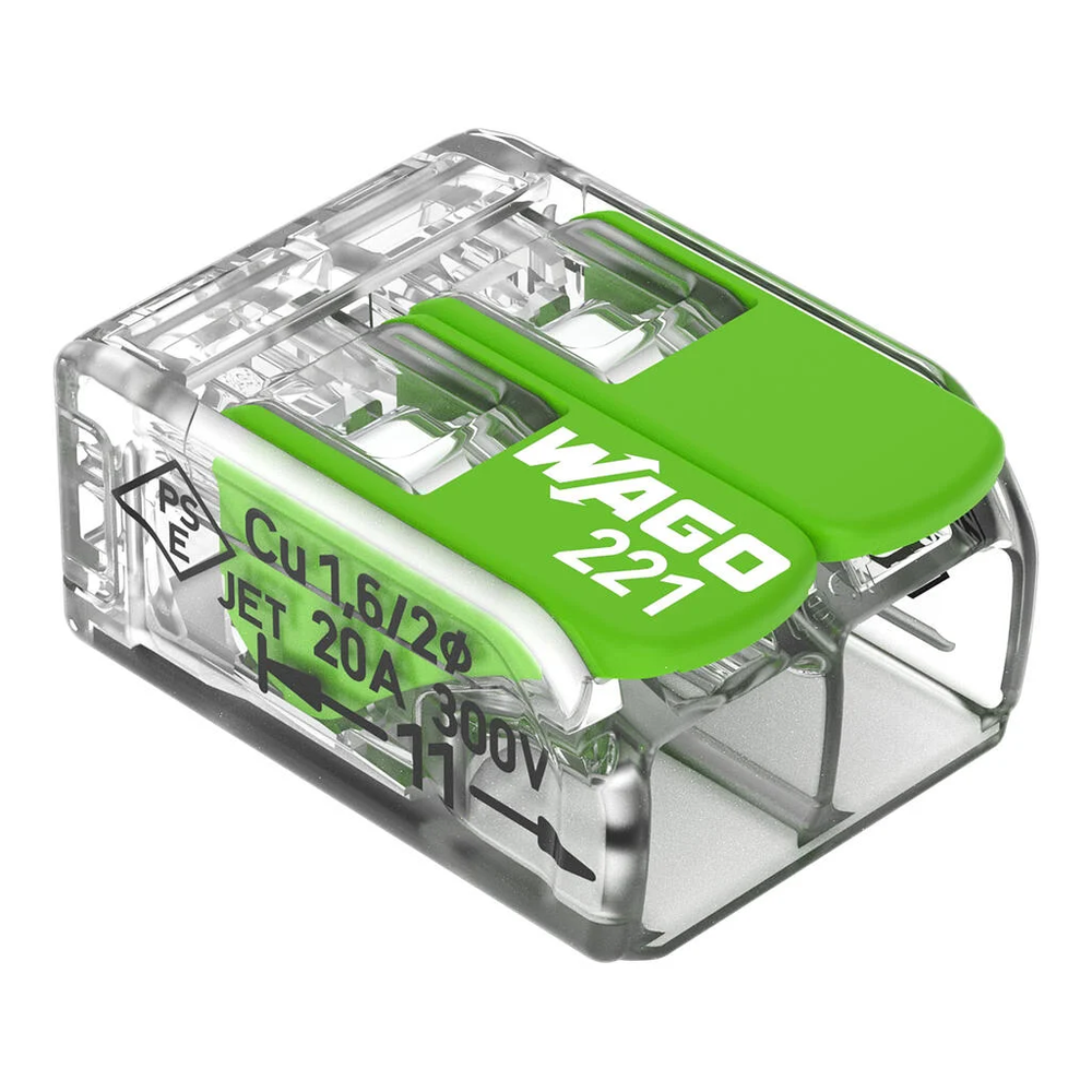 złączka instalacyjna GREEN RANGE 2x4 mm2 z dźwig.zielony  transparentny 100szt./opak 221-422 4066966345384