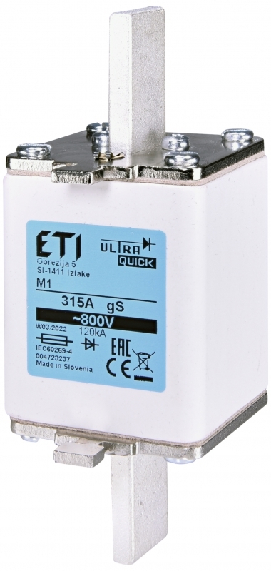 wkładka topikowa ultraszybka - 800V NH1 gS 315A/800V