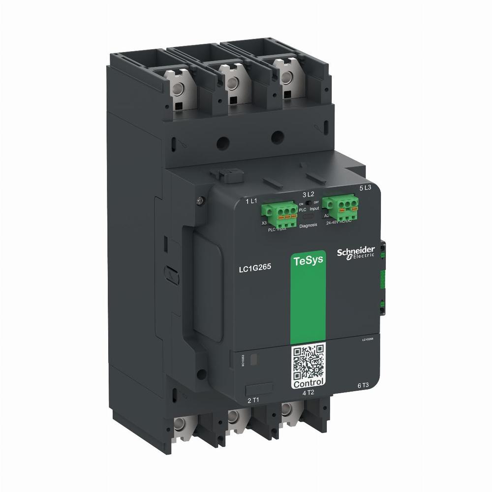 Stycznik mocy LC1G265LSEA TeSys Giga, 3 biegunowy (3NO), AC-3 <=440V 265A, wersja rozszerzona, 200…500V szerokozakresowa AC/DC cewka elektroniczna