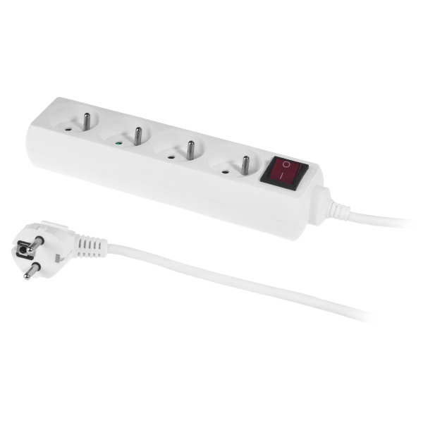 przedłużacz 4gn z/z 5m z wyłącznikiem;ECO; 4X2p+Z; 10A  biały PS-470WS/5,0 E