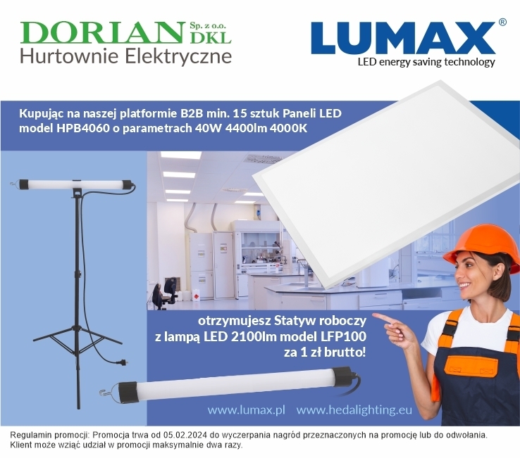 stojak roboczy TRIPOD + TUBA 20W 2100lm 840 IP20 220-240V LUMAX