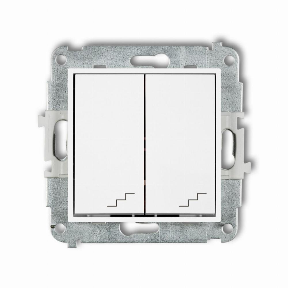 MINI mechanizm łącznika podwójnego schodowego biały mat