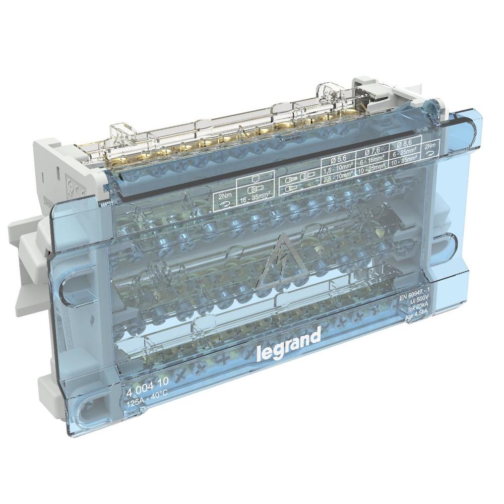 modułowy blok rozdzielczy 10M 4P 125A - 15 zacisków