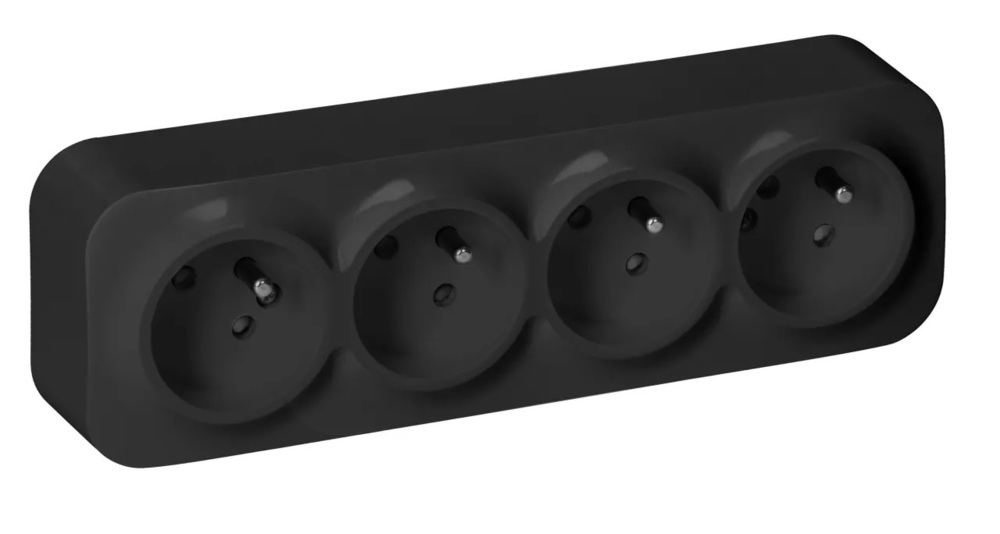 gniazdo poczwórne n/t ToDo 2P+Z IP20, 16A, 230V AC, 16A, 230V AC czarny
