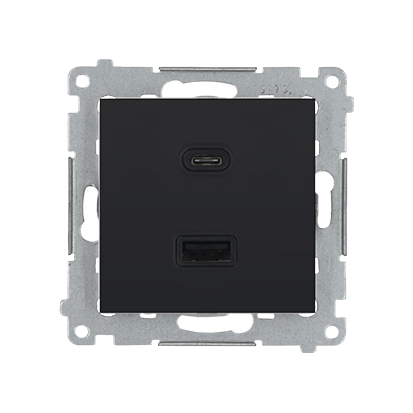 SIMON 54 ładowarka USB C+A (moduł), 30W, 230V czarny