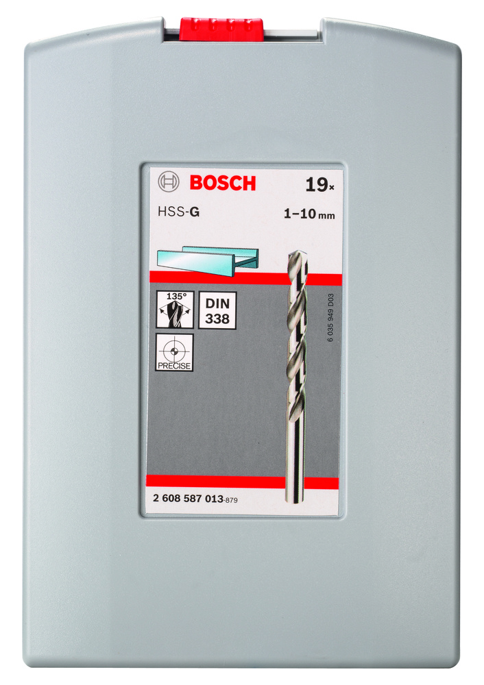 zestaw wierteł 19-częściowy do metalu HSS-G ProBox, DIN 338, 135° 1-10 mm