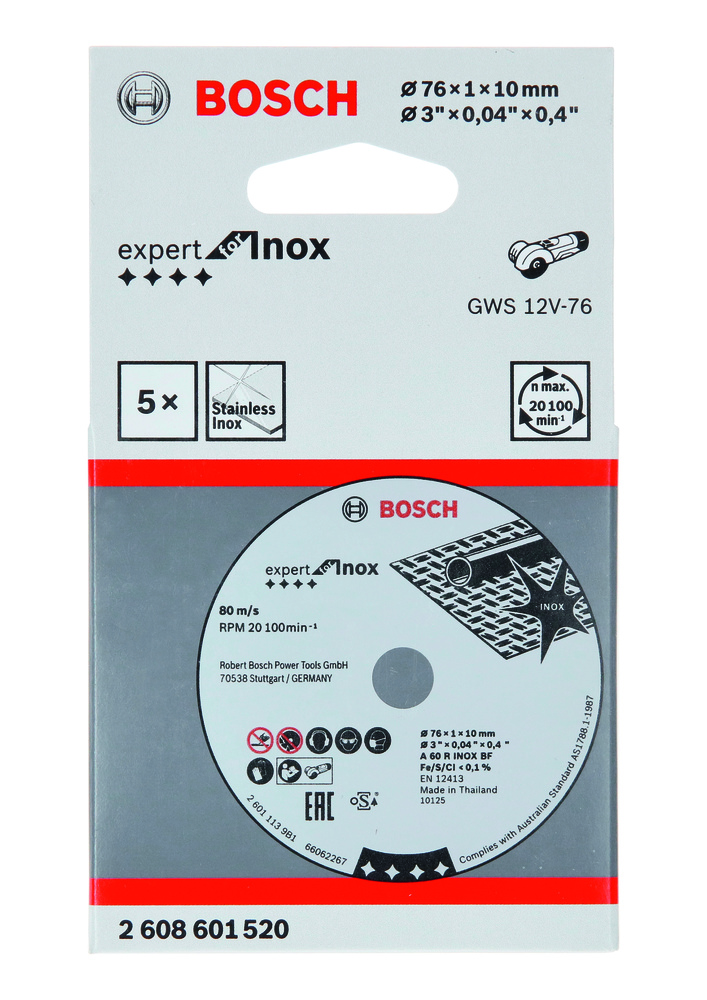 tarcza tnąca Expert for Inox A 60 R INOX BF; 76 mm; 1 mm; 10 mm
