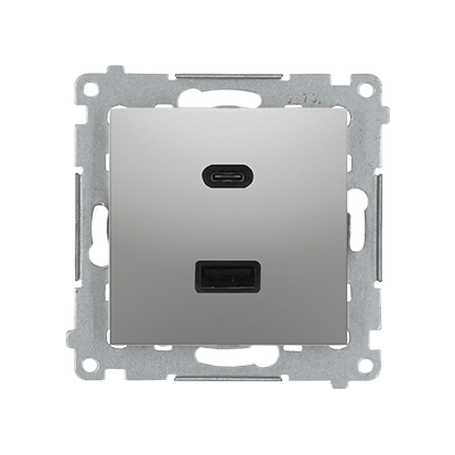 SIMON 54 ładowarka USB C+A (moduł), 30W, 230V srebrny mat