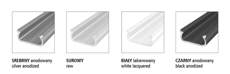 profil LED aluminiowy L1 srebrny anodowany natynkowy standard 2,02 m
