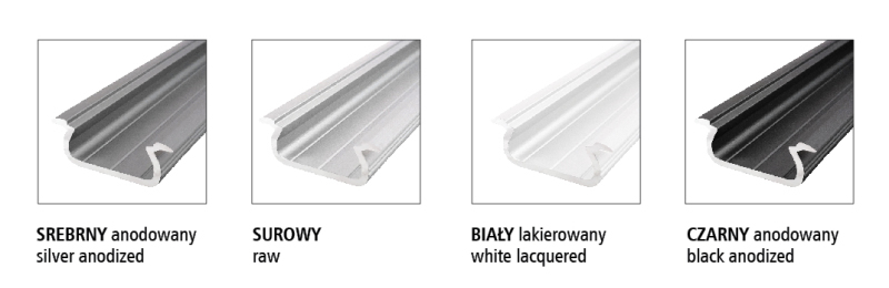 profil LED aluminiowy L2 srebrny anodowany podtynkowy standard 2,02 m