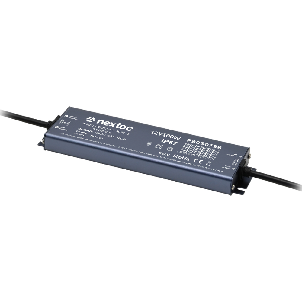 zasilacz wodoodporny SUPER SLIM 12V / IP67 / 8,3A / 100W