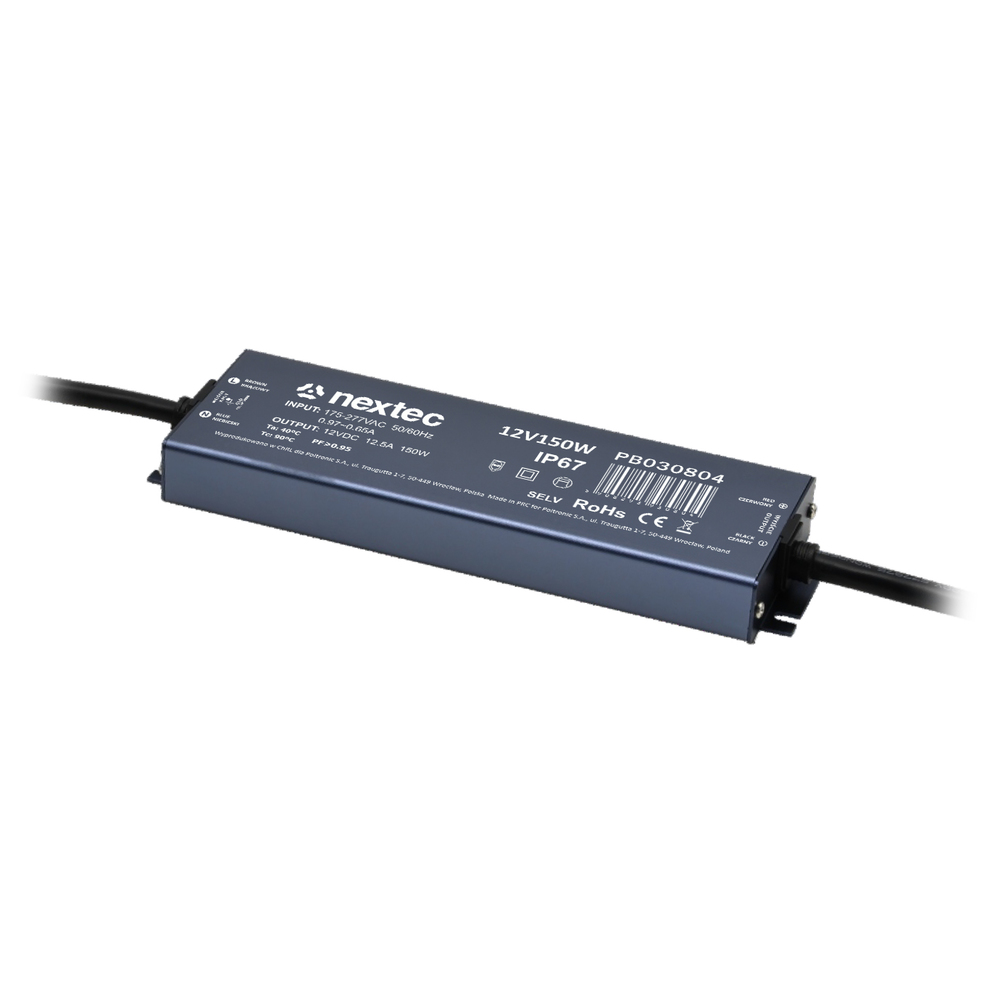 zasilacz wodoodporny SUPER SLIM 12V / IP67 / 12,5A / 150W