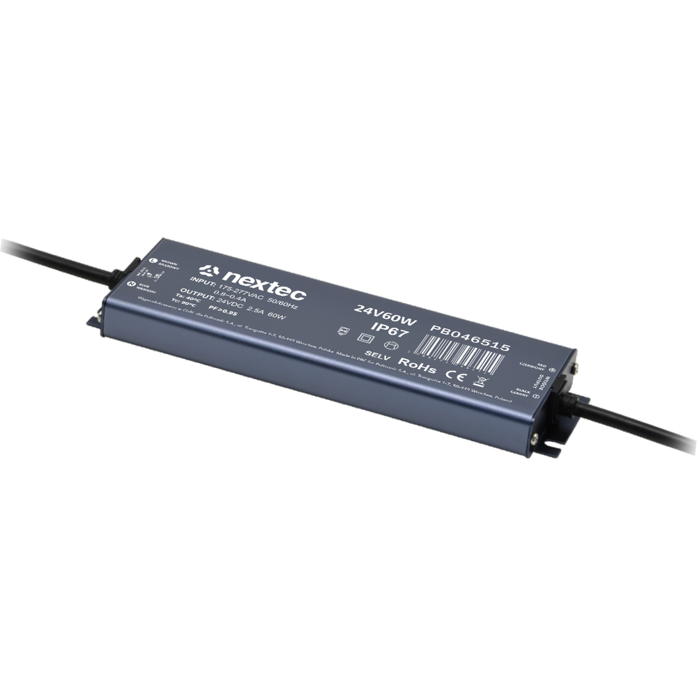 zasilacz wodoodporny SUPER SLIM 24V / IP67 / 2,5A / 60W