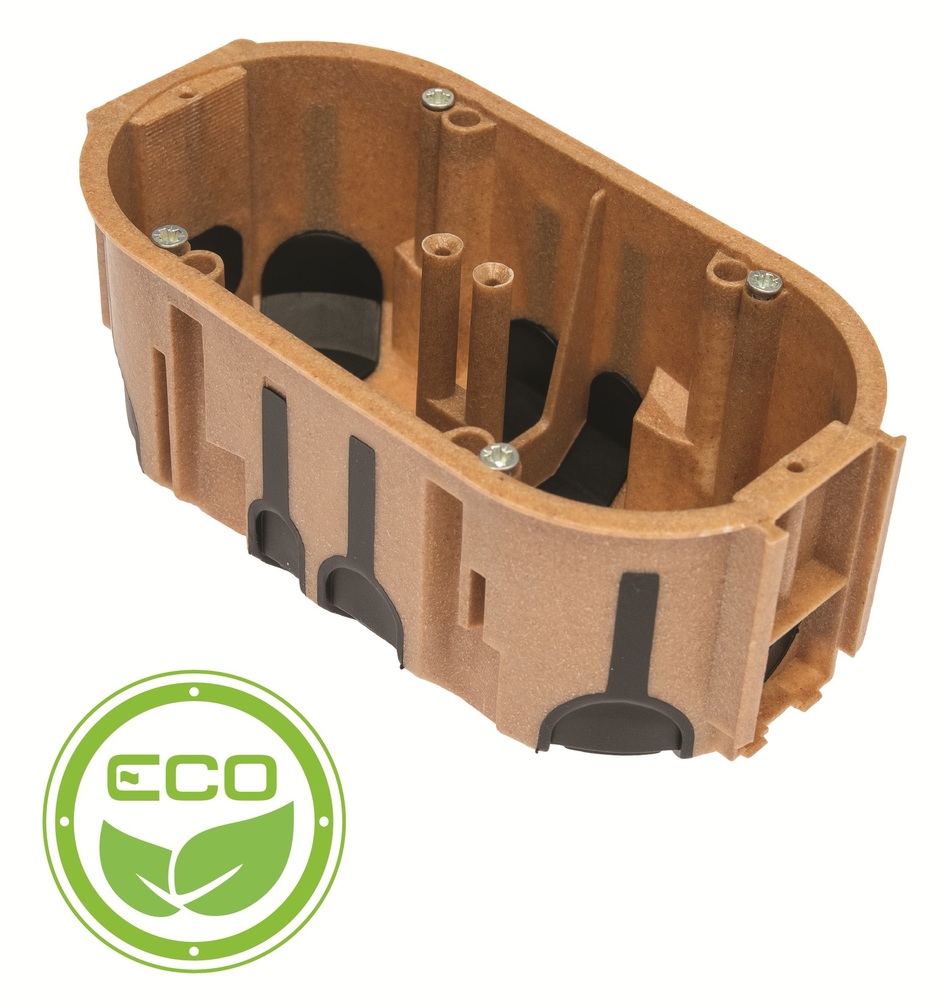 puszka podtynkowa ProDuo ECO podwójna, głęboka 60mm, fi68, łączeniowa, z wkrętami, wiatroszczelna , WPC, IP30