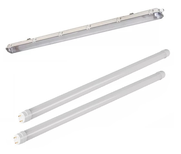 oprawa hermetyczna pod tuby LED DICHT 4LED PI 236/PS 2 x max 36W+ 2x świetlówka LEDtube 1200mm 18W 1820lm 4000K T8 (31323+37632) zestaw