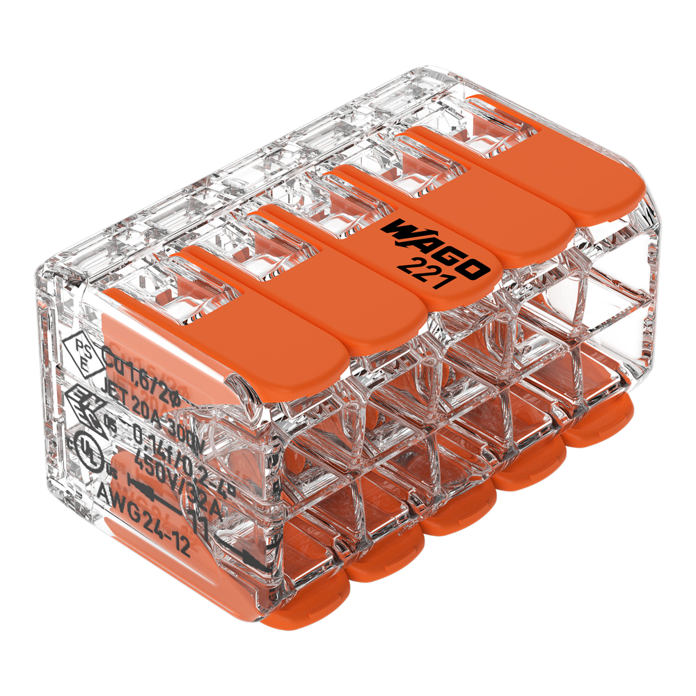 złączka instalacyjna COMPACT uniwersalna 10x4mm2 z dźwig.pomarańczowy przezroczysty 15szt/opak