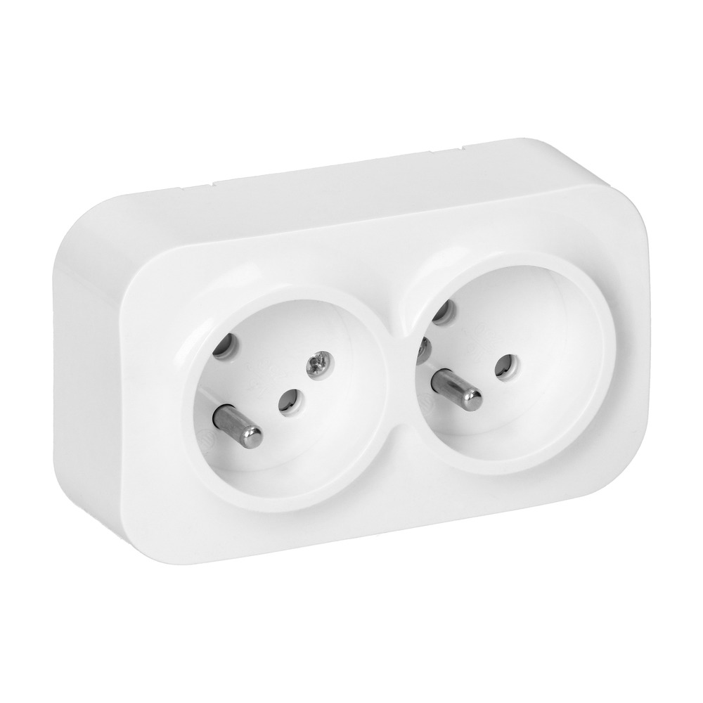 gniazdo podwójne ToDo 2x2P+Z, 16A/230VAC, IP20, biały