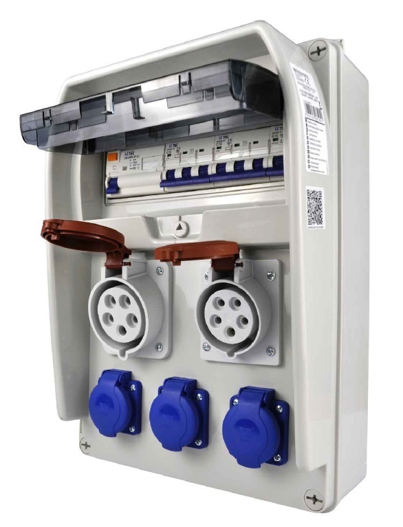 Rozdzielnica R-BOX 382BR 11S: 1x32A/5P, 1x16A/5P, 3x250V, 400V, IP44 + zabezpieczenia