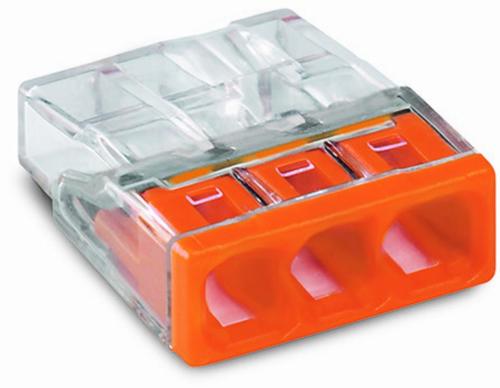 złączka instalacyjna COMPACT 3x2,5mm2 do puszek przezroczysty/pomarańczowy