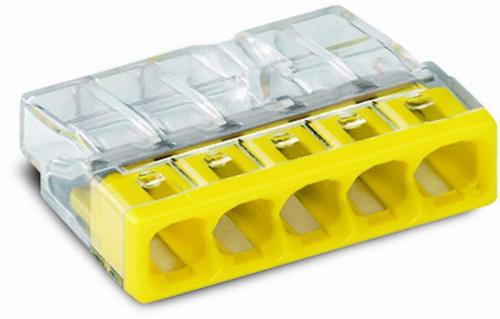 złączka instalacyjna COMPACT 5x2,5mm2 do puszek przezroczysty/żółty