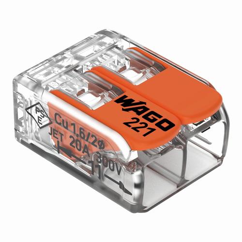 złączka instalacyjna COMPACT uniwersalna 2x4mm2 z dźwig.pomarańczowy przezroczysty 100szt/opak