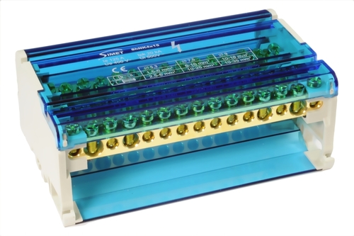 modułowy blok rozdzielczy SHNK 4x15 4-polowy 125A TS35 4x(11x6mm2 2x25mm2 2x35mm2) szary