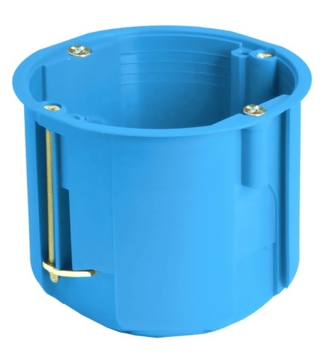 puszka podtynkowa PV60D 1-krotna do gipsu głęboka 60mm łączona za pomocą łącznika KD71 niebieski