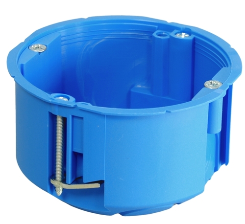 puszka podtynkowa PV60K 1-krotna do gipsu płytka 1x60mm łączona za pomocą łącznika KD71 niebieski