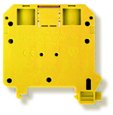 złączka szynowa gwintowa ZSG 1-35.0Nz 1-torowa 35mm2 TS35 żółty
