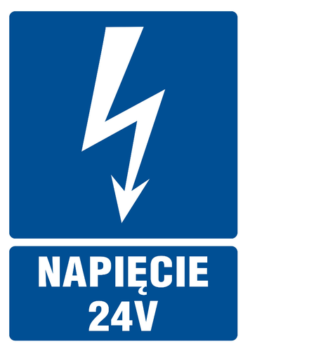 naklejka napięcie 24V 105x148 TZI 9/A