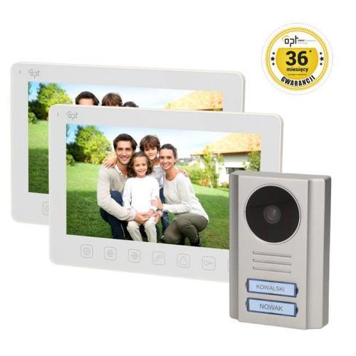 wideodomofon 2-rodzinny, bezsłuchawkowy, natynkowy, LCD 7”, menu OSD, PARS MULTI zestaw biały