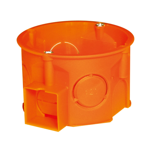 puszka podtynkowa S60KFw 1-krotna łączeniowa 60mm płytka z wkrętami pomarańczowy