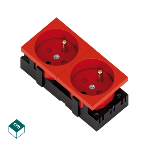 gniazdo 2x2P+Z z blok.czerwone 333526