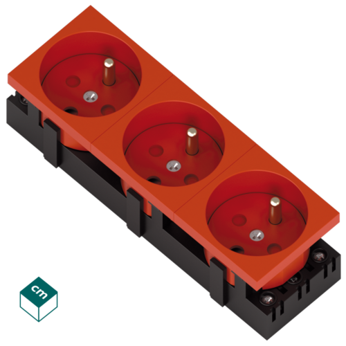 gniazdo 3x2P+Z z blokada czerwone 333538