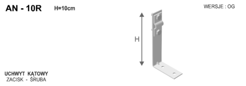 Uchwyt kątowy prosty H=10cm Z-śruba /OG/ TYP AN-10R/OG/-N