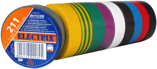 ELECTRIX 211 taśma elektroizolacyjna 0,13 mm x 19 mm x 20 m tęcza (10 szt)