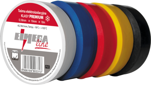 ELECTRIX 200 PREMIUM taśma elektroizolacyjna PCV 0,18 mm x 19 mm x 18 m, tęcza (5 szt)