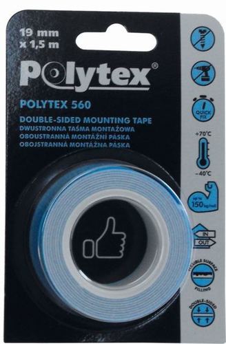 taśma montażowy dwustr.POLYTEX 560 19mm x 1.5m PB-5601105-0019001