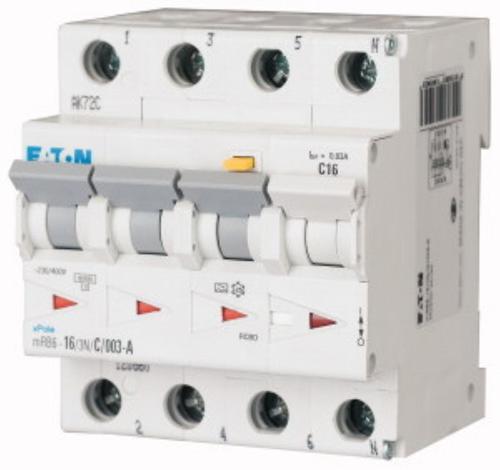 mRB6-16/3N/C/003-A Wyłącznik kombinowany 6kA, In=16A, I?N=0,03A, char. C, typ A, 3+N bieg. Seria mRB6