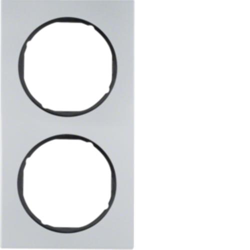 ramka R.3 2-kr. aluminium/czarna 10122284