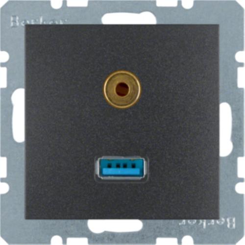 gniazdo B.1/B.3/B.7/GLAS USB/3,5mm audio antra.matowe