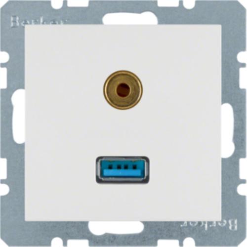 gniazdo S.1/B.3/B.7 USB/3,5mm audio białe polysk