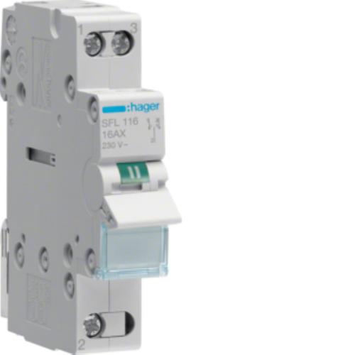Modułowy przełącznik instalacyjny I-II punkt wspólny od dołu 1P 16A 230VAC