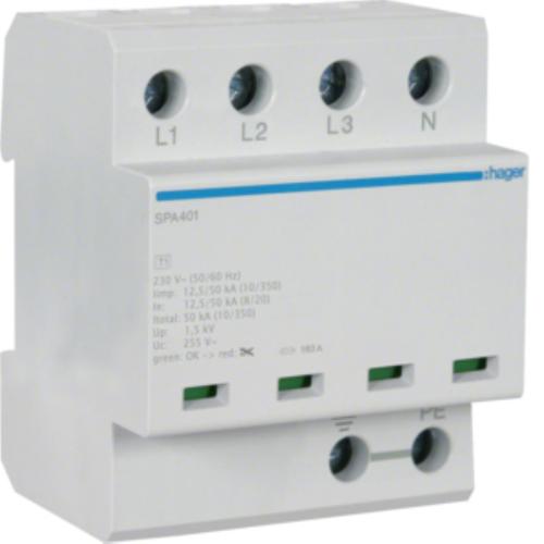 SPD Ogranicznik przepięć T1+T2 kombinowany 4P TN-S/TT Iimp 50kA Up?1,5kV