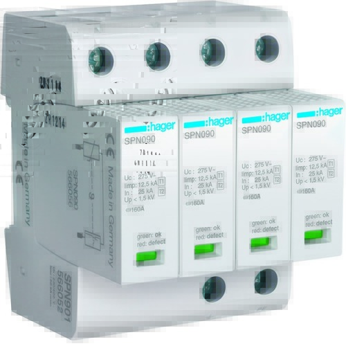 SPD Ogranicznik przepięć T1+T2 MOV 4P sieć TN-S Iimp=50 kA Up?1,5kV