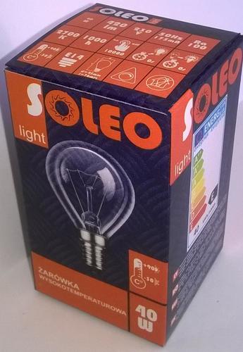 żarówka wysokotemperaturowa SOLEO E14 P45 60W 230V 1000h kulka przezroczysty
